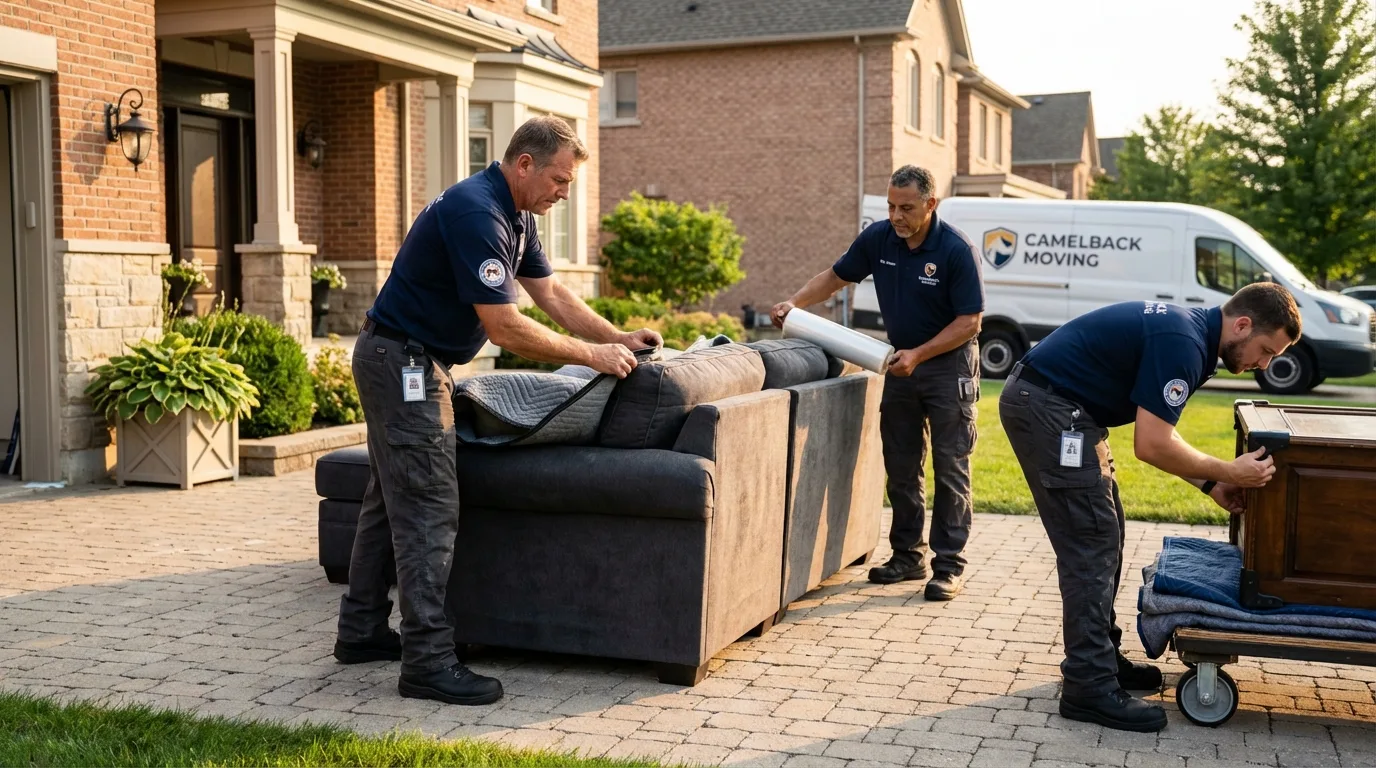 Large estate moving crew wrapping furniture in Oakdale, CA
